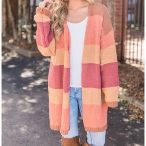 Chenille orange tone cardigan